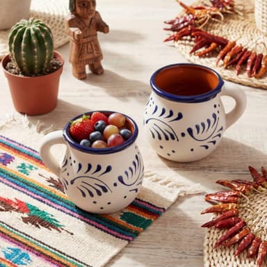 Mexican Mug Hand Painted Clay Set