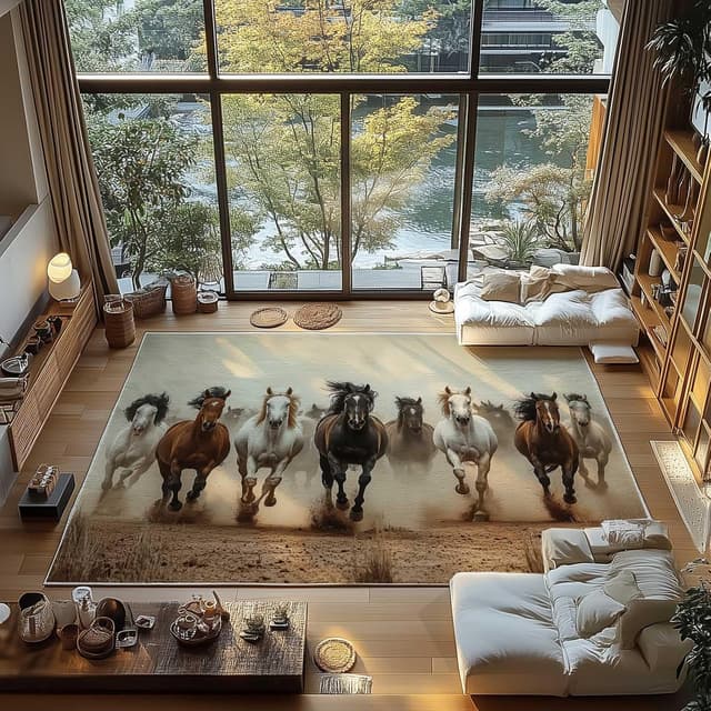 Horse Rug Running Horses Area Carpet