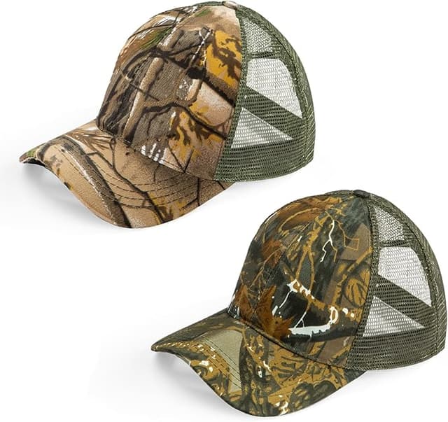 Camouflage Mesh Hat – Breathable Hunting Cap 2 Pack