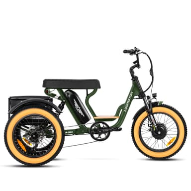 Addmotor Soletri M-366X Etrike for Adult - Fat Tire 3 Wheel Electric Tricycle for Two Person - Army Green