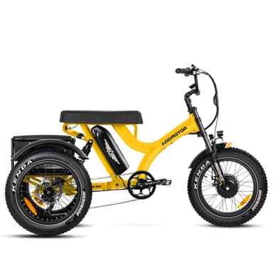Addmotor Herotri M-365X Electric Trike 750W Motor - Fat Tire Electric Tricycle with Banana Seat - Yellow
