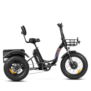 Addmotor Triketan II M-330 MINI 2024 Electric Trike with 750W Rear Drive Motor Fat Tire Electric Tricycle for All Terrains - Black