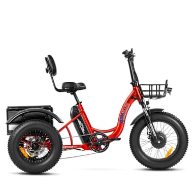 Addmotor Triketan M-330 II MINI 2024 Electric Trike with 750W Rear Drive Motor Fat Tire Electric Tricycle for All Terrains - Candy Red