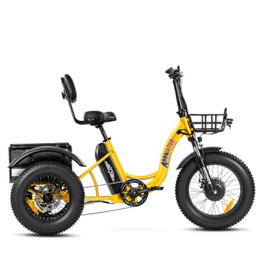 Addmotor Triketan M-330 II MINI 2024 Electric Trike with 750W Rear Drive Motor Fat Tire Electric Tricycle for All Terrains - Yellow
