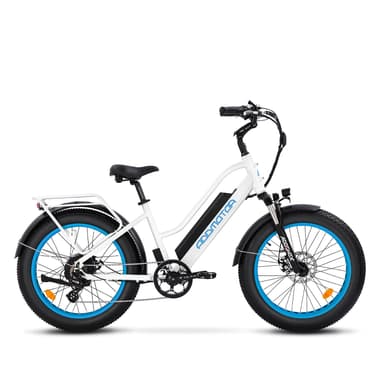 Addmotor M-430 Step Thru Fat Tire 750W Motor 20Ah Battery Cruiser Electric Bike, Pearl White