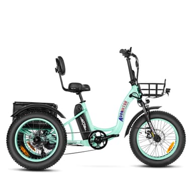 Addmotor Trike M-330 II Fat Tire Electric Trike for Adults 2024 Step-Thru Electric Tricycle with 750W Rear Motor, 48V*20AH Battery, Cyan Green
