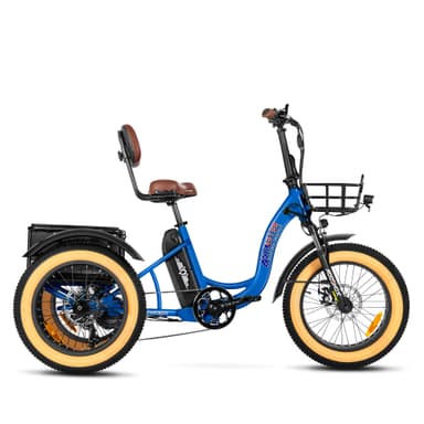 Addmotor Electric Trike Triketan M-330 II Electric Fat Trike 2024 Step-Thru Fat Tire Electric Tricycle for Adults 750W Rear Motor, Neptune Blue