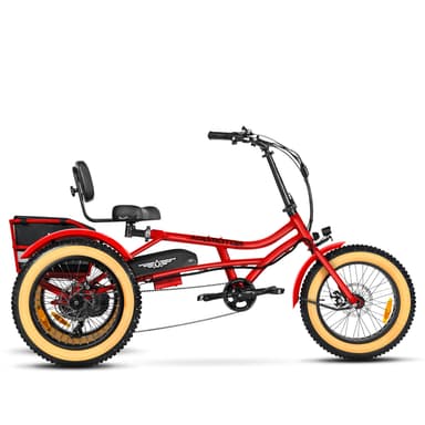 Addmotor Arisetan II M-360 3 Wheel Electric Bikes for Seniors, Fat Tire and Long Range Electric Trike, Red 2024 New Version