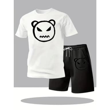 2026 New Trendy Business Summer Men's Sports Set Casual Fitness Jogging Basketball Fashion Short Sleeve T-shirt + Shorts 2 Sets