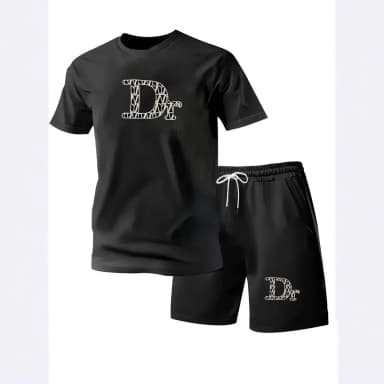 Men's Casual Short Sleeve T-Shirt And Shorts Set Summer New Fashionable Sporty Polyester Fabric Quick Dry Comfortable Fit