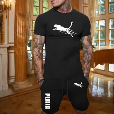 2026 New Trend Fashion Leisure Summer Outdoor Sports Set Men's Breathable T-shirt and Shorts Casual Fashion Two Piece Set