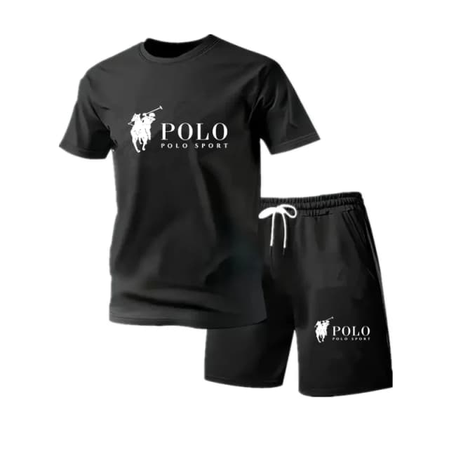Men's mesh round neck sports suit spring and summer fashionable fitness jogging pants set casual outdoor sports two-piece set