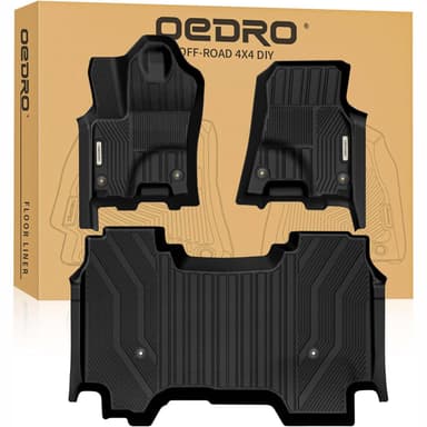 TPE Floor Mats Compatible with 2025 2026 Dodge Ram 1500 Crew Cab Without Rear Under-Seat Storage, All-Weather Custom Fit Liners, Front & Rear Full Set