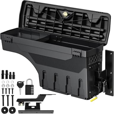 oEdRo Truck Bed Storage Tool Box Fits 2015-2026 Ford F150 Passenger Side, 180 Degree Rotation Rear Tool Boxs with Lockable Lid & Password Padlock