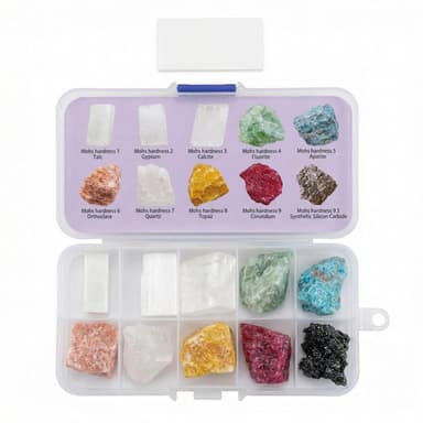 Mohs Hardness Gage Kit 1-10 Mineral Testing Set Streak Plate
